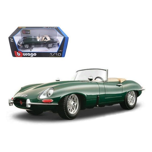 Bearhug B  1 by 18 Jaguar E Type Convertible Diecast Model Car; Green BE994271